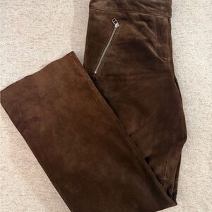 Context 100% Suede Leather Pants Brown Women’s Size 10 Lined Western Y2K